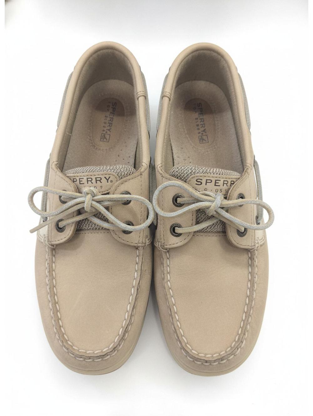 Sperry Top-Sider Beige Leather Boat Shoes Size 7.5M